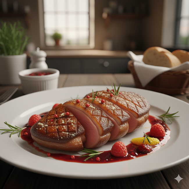 petto anatra composta lamponi