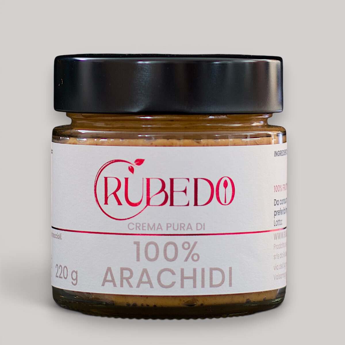 Barattolo di crema pura arachidi Rubedo 220g